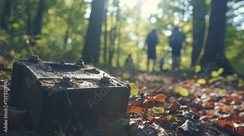 A disturbing scene of litter scattered in a once-pristine natural environment, showcasing the negative impact of human negligence on nature with various types of waste polluting the landscape.