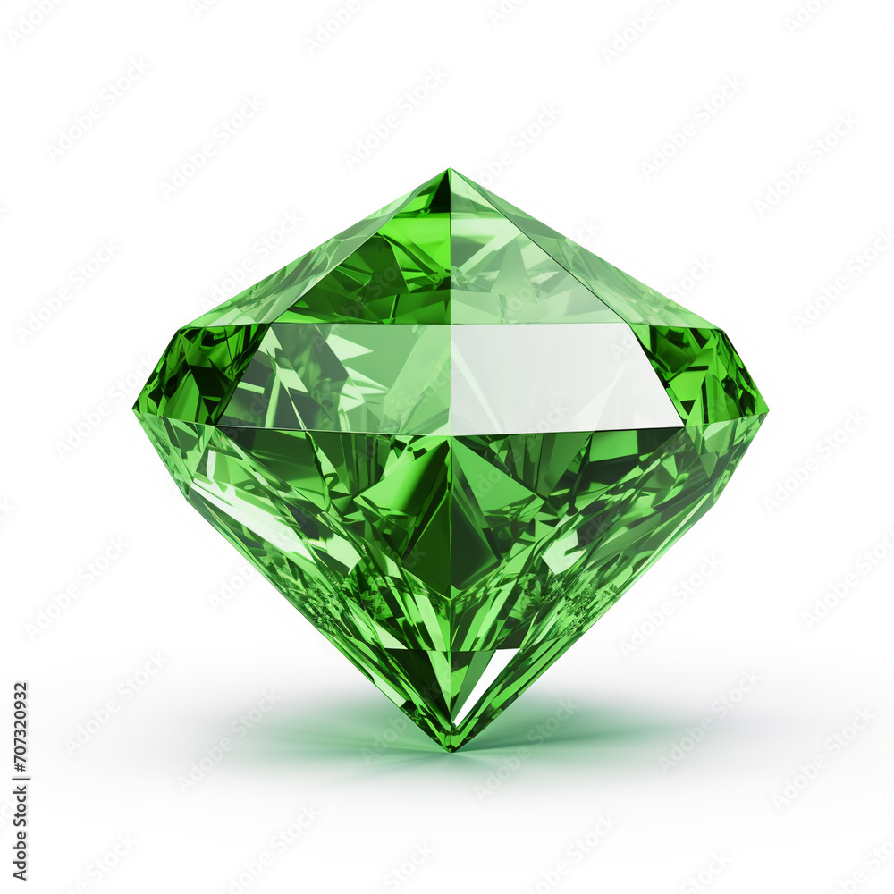 green diamond isolated on white background, AI Generative. green diamond isolated on white background, AI Generative.