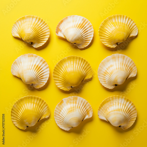 Scallops on a yellow background.