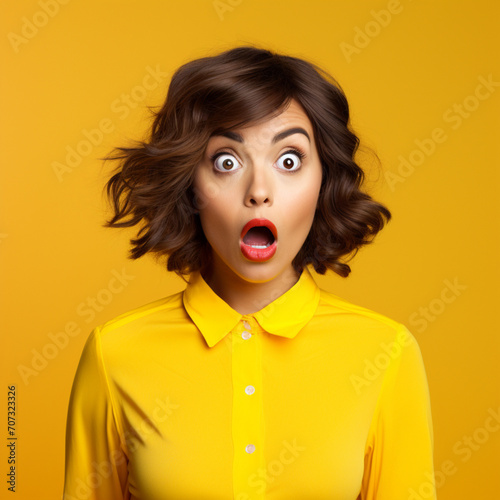 Woman with surprised face.