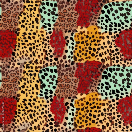 Colorful Leopard spot seamless pattern background. Wild animal vibrant multicolored cheetah skin  leo texture for fashion print design  textile  wallpaper  background  wrapping  fabric.