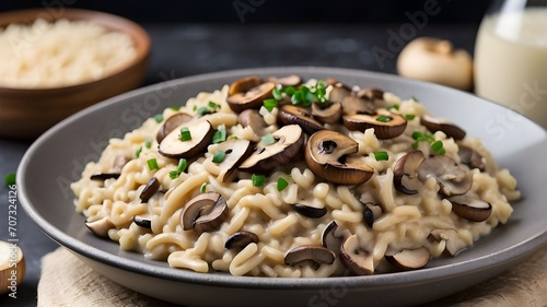 A bowl of creamy mushroom risotto rich in flavor and texture