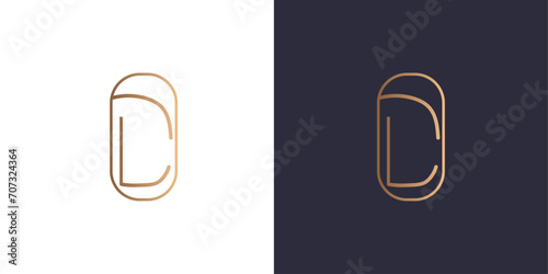 Letter d and l logo monogram, minimal style identity initial logo mark. Golden gradient vector emblem logotype for business cards initials.