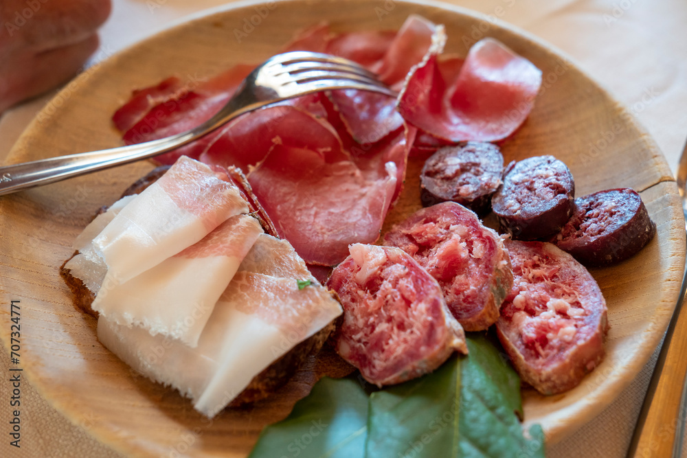 Ταπετσαρία Gressoney valley typical food in restaurant Aosta Italy