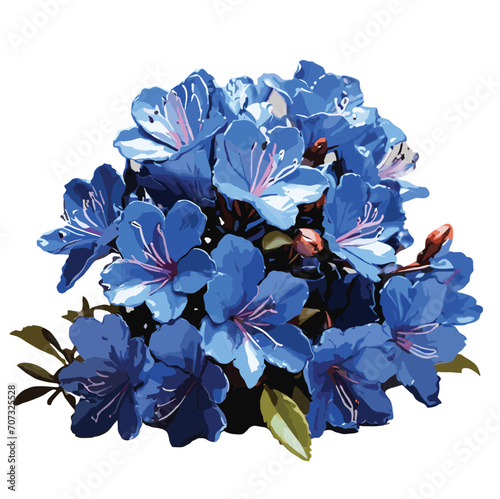 bouquet of blue color Azalea flowers vector artwork 