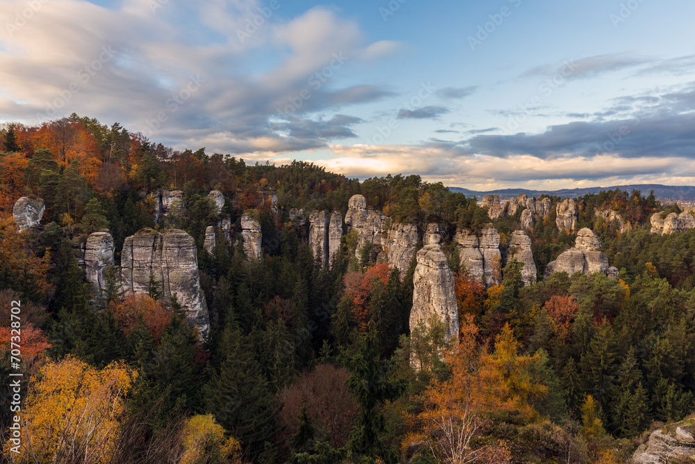 Autumn panorama of the rock city