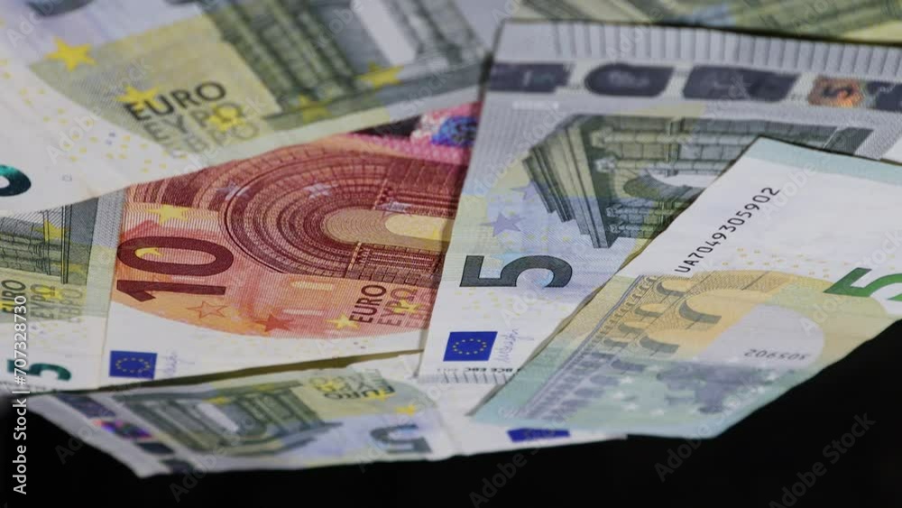 Euro banknotes rotating upside down video from a unique perspective Euro banknotes rotating upside down video from a unique perspective