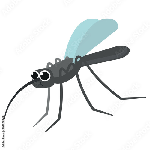 Vector mosquito. Cute animal character. Minimal cartoon design. Sutable for apps and animation. 