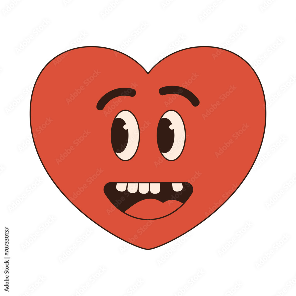 groovy retro heart icon Retro cartoon Valentines day element in trendy retro 60s 70s style. Vector illustration. groovy retro heart icon Retro cartoon Valentines day element in trendy retro 60s 70s style. Vector illustration.