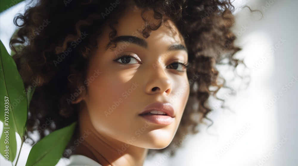 Close Up of Woman With Curly Hair Close Up of Woman With Curly Hair