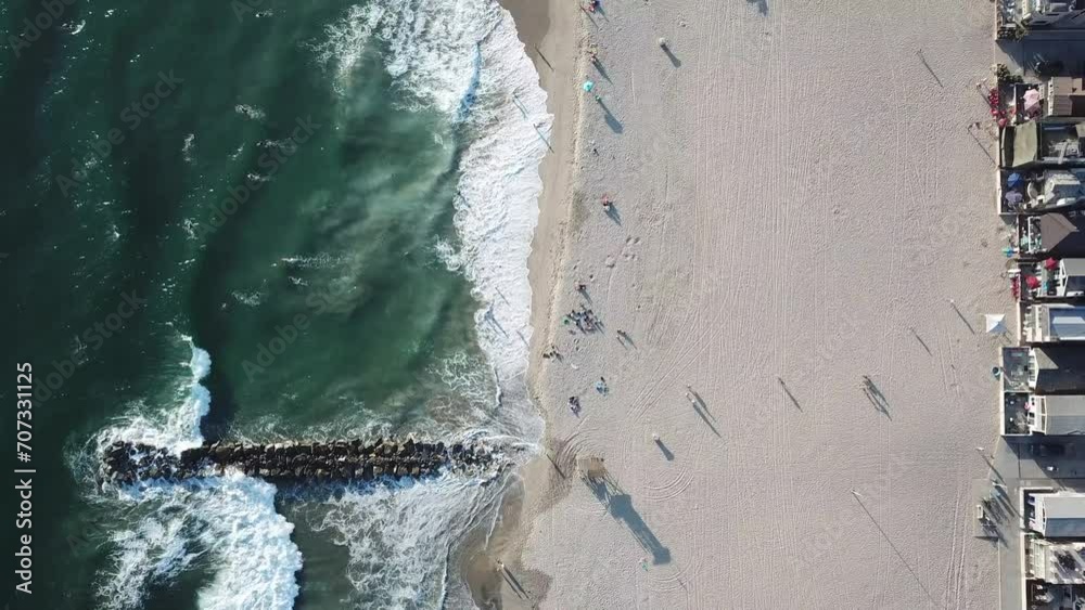 Aerial video of the ocean and beach in Newport Beach, Orange County, California, USA 