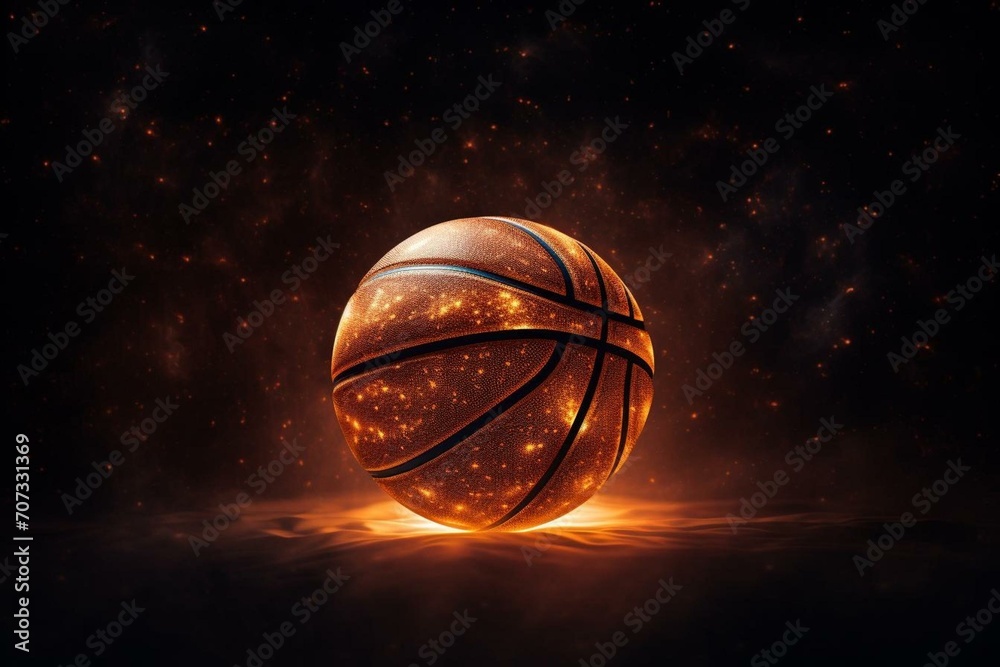 A celestial body shaped like a basketball. Generative AI