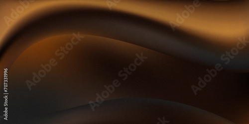 Elegant dark abstract background. Smooth and blurred waves. Noise texture effect on gold, black and metal colors