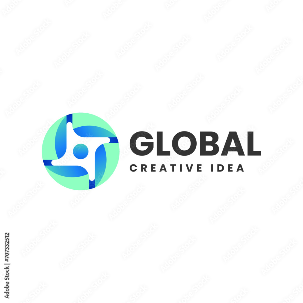 Vector Logo Illustration Global Gradient Colorful Style