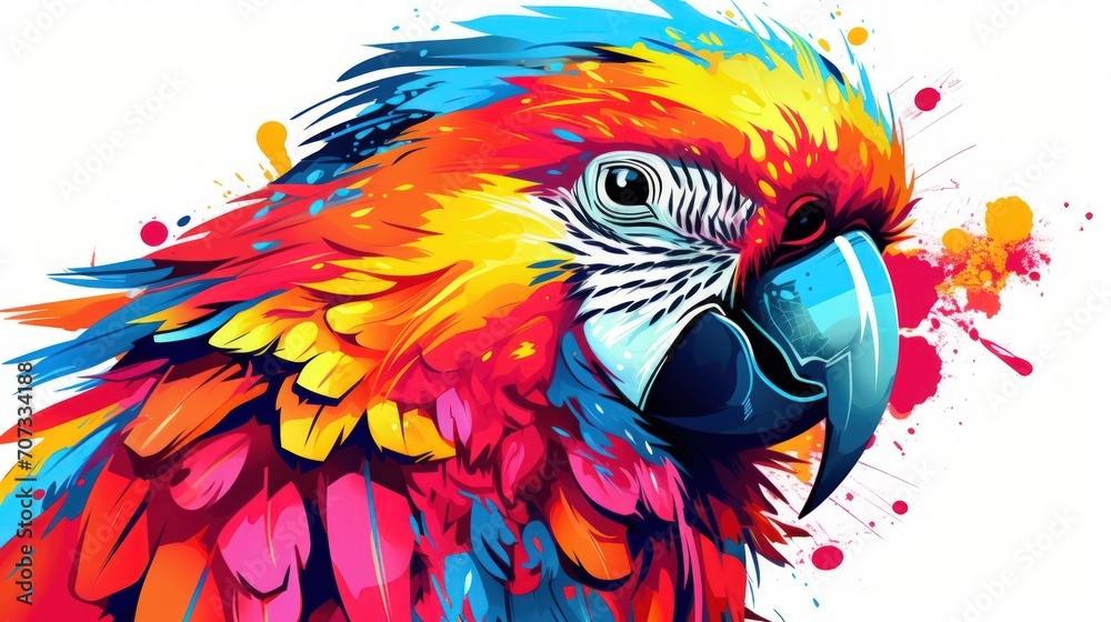 Obraz premium Watercolor parrot macaw on white background. generative AI