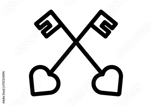 Icono negro de llave con forma de corazón.