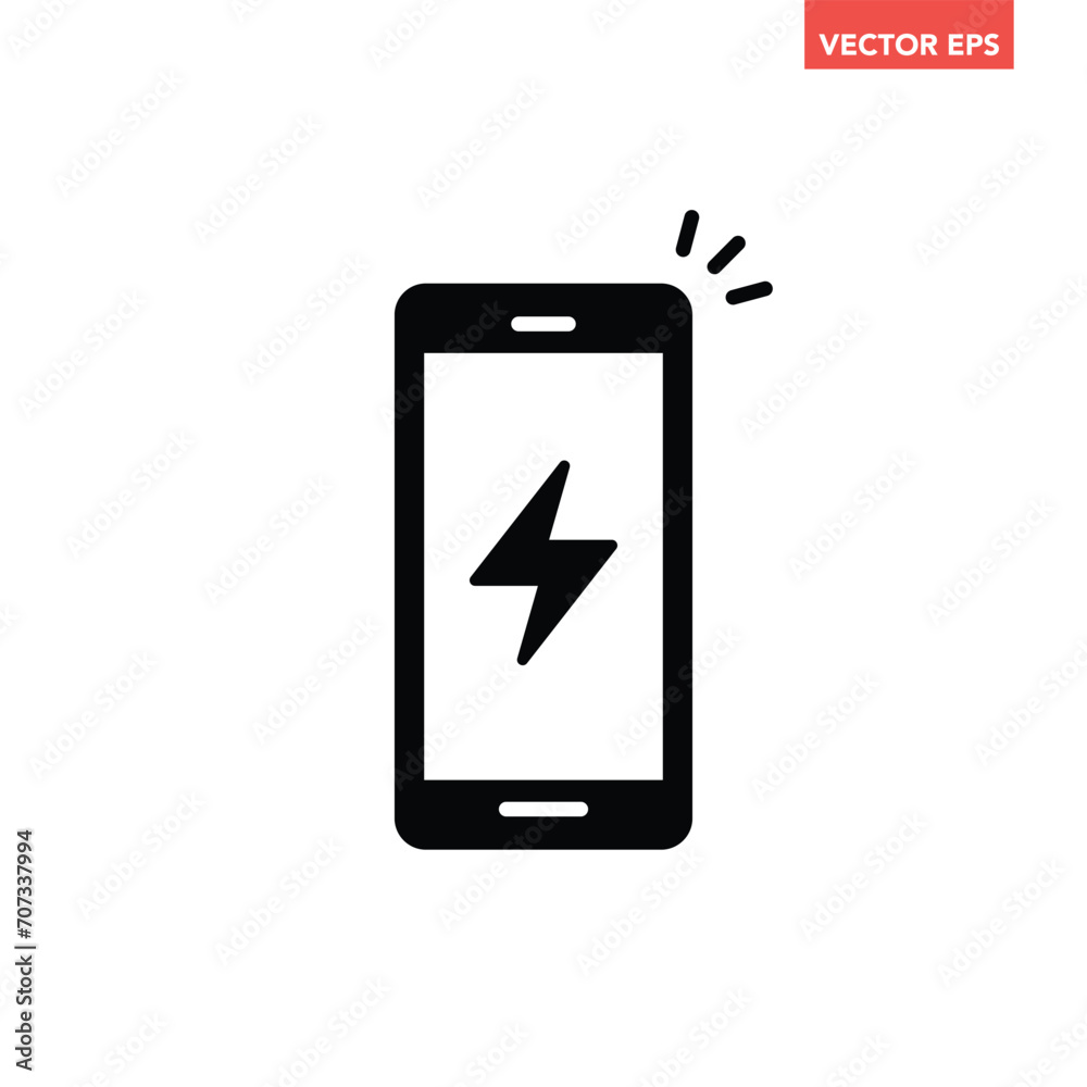 Black single phone charging filled icon, simple digital electronic flat design pictogram, infographic vector for app logo web website button ui ux interface elements isolated on white background Black single phone charging filled icon, simple digital electronic flat design pictogram, infographic vector for app logo web website button ui ux interface elements isolated on white background