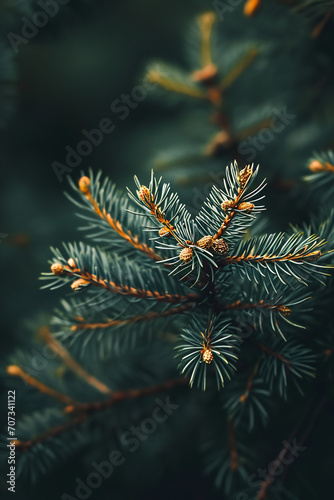 a close up image of a pine tree branch