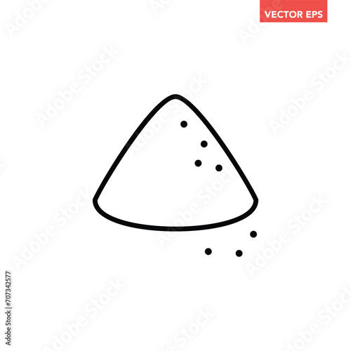 Single black salt or sugar mound thin line icon, simple outline seasoning flat design pictogram, infographic vector for app logo web button ui ux interface elements isolated on white background