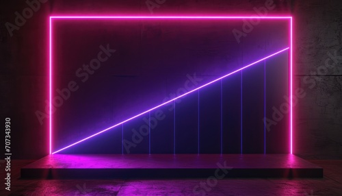 Generative AI, stock market chart neon lines, financial graph on technology abstract background represent financial crisis, financial meltdown. Technology concept, trading market concept.	
