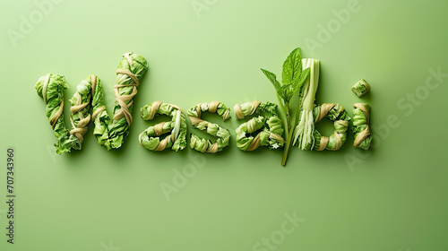 the word "wasabi" in stylized characters made from tied bunches of leafy greens, suggesting a farm-to-table freshness concept.