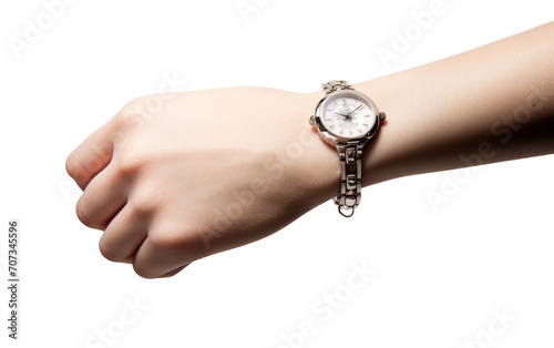 Hand with Chic Crystal Charm Wristwatch. Crystal Charm Wristwatch isolated on transparent background.