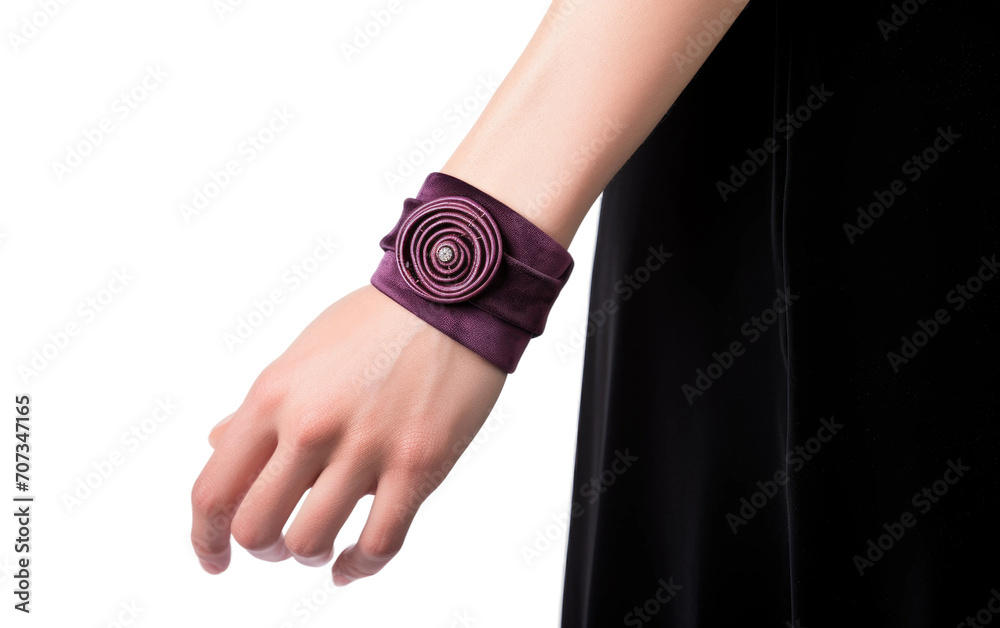 Hand with Velvet Vortex Wrap Bracelet. Vortex Wrap Bracelet isolated on transparent background.