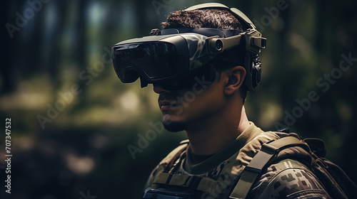 soldier wearing fpv goggles operating a military drone