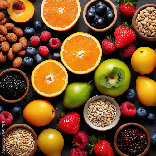 Colorful fruit background  featuring a vibrant assortment of fresh fruits