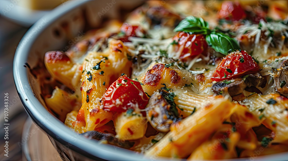 baked chicken with mushrooms and pasta in casserole dish baked chicken with mushrooms and pasta in casserole dish