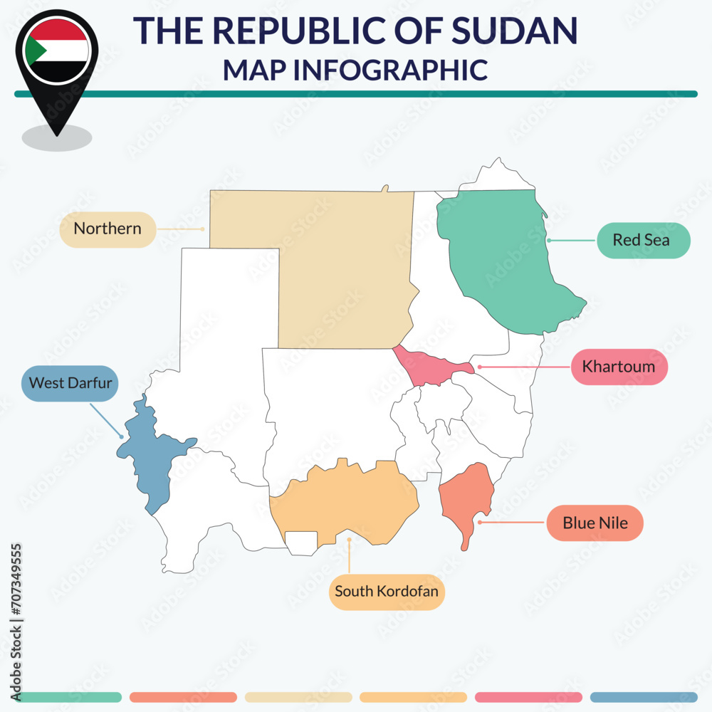 Infographic of Sudan map. Infographic map