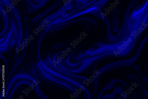 Dark blue neon light illuminates the fluid movements  creating a mesmerizing and somewhat sinister atmosphere 