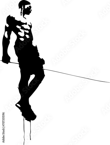 Vektorgrafik Vector von Figuren, Sportlern, abstrakte Menschen, schwarze weiß  photo