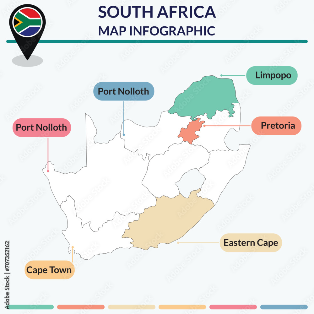 Infographic of South Africa map. Infographic map