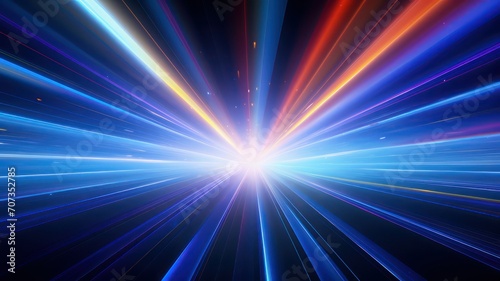 Blue and red radiant laser lights background created with Generative AI