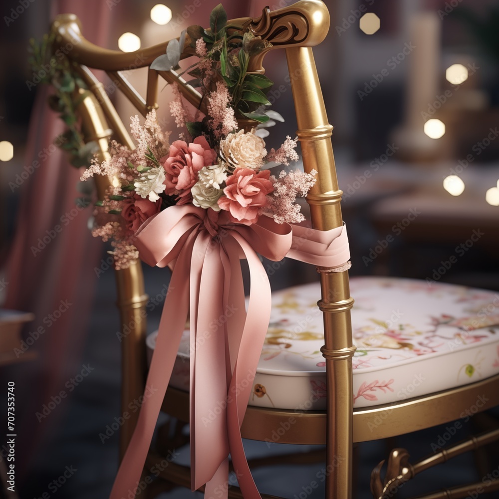 wedding bouquet on a chair wedding bouquet on a chair