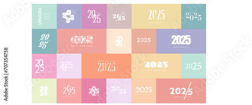 Happy New Year 2025 design brochure design template, card, banner. Vector drawing.