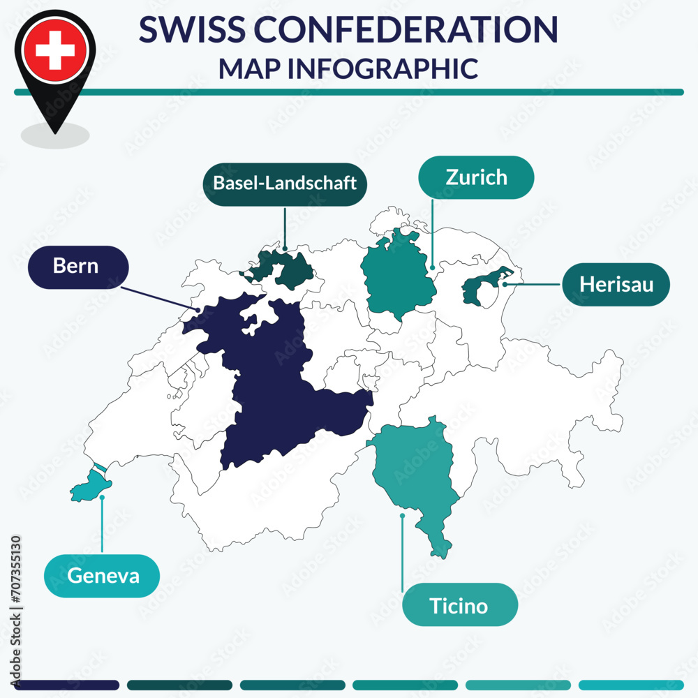 Infographic of Switzerland map. Infographic map