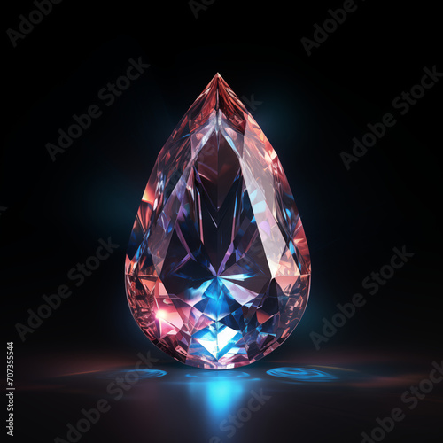 3d multicolored crystal diamond on black background isolated