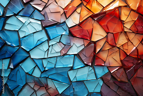 Fragmented shards of color and form, reminiscent of shattered glass, representing the moments of mental fragmentation that can occur during periods of stress or confusion. photo
