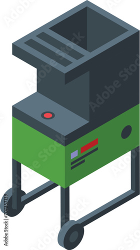Cutter edger shredder icon isometric vector. Agriculture equipment. Saw power