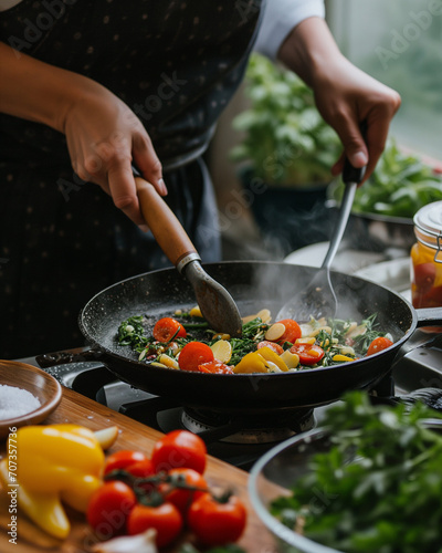 A cooking instructor demonstrating the preparation of nutritious spring recipes