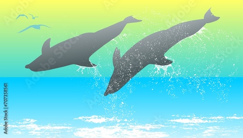 delfines  oceano  vector  splash  salto