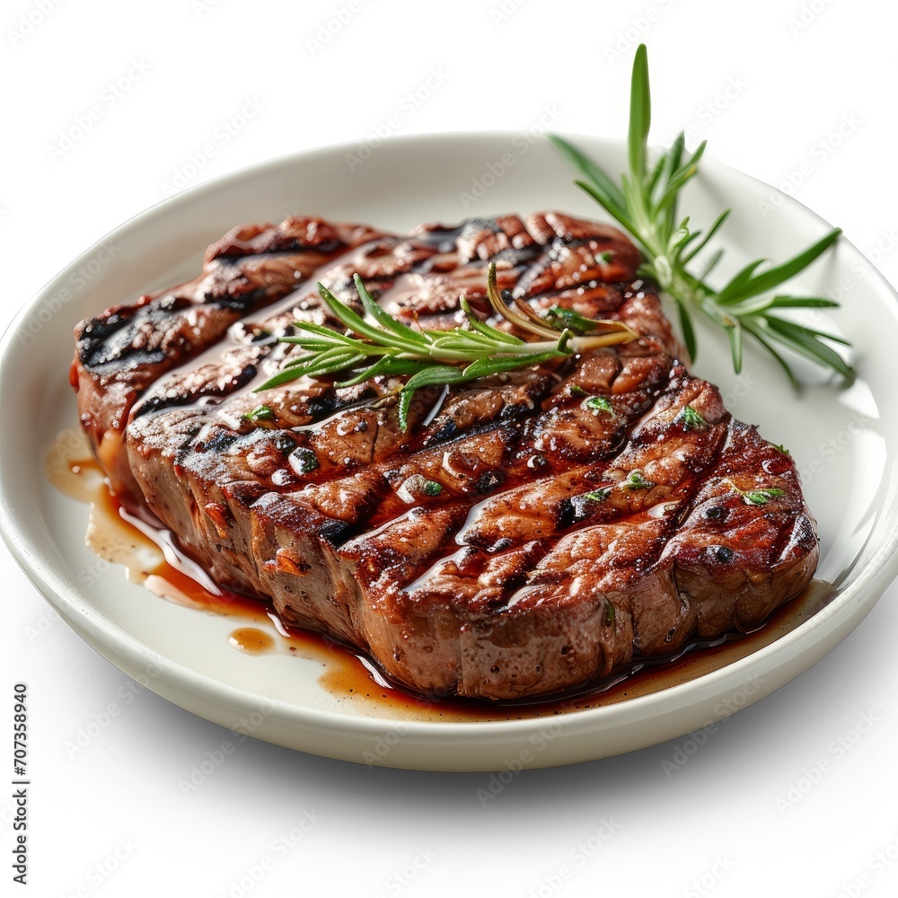 Grilled beef steak on a plate. Steak with clear background. Food menu photo