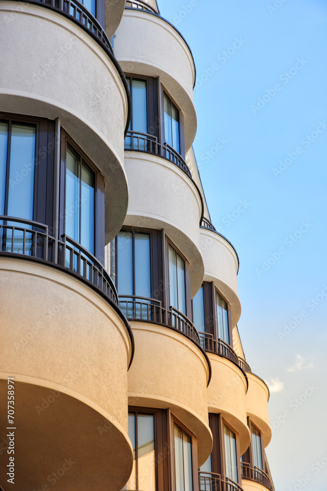 Low angle view of modern apartment building in Berlin