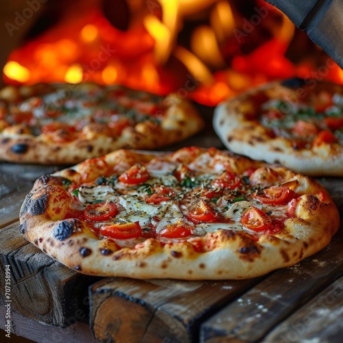 Pizza Food. Wood-fire oven pizza. Wood Oven pizza.