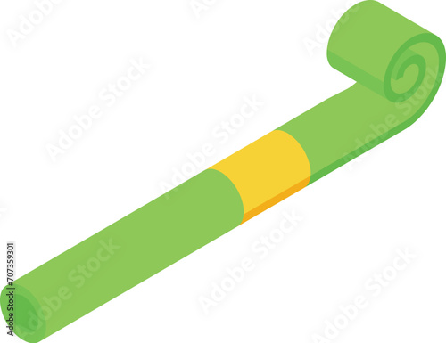 Lime color blower icon isometric vector. Party tool blow. Carnival event photo