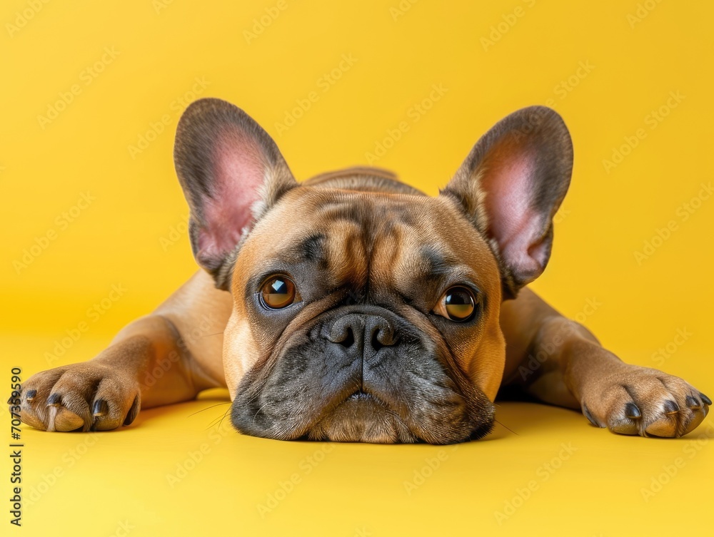 Dog French Bulldog on a bright plain background