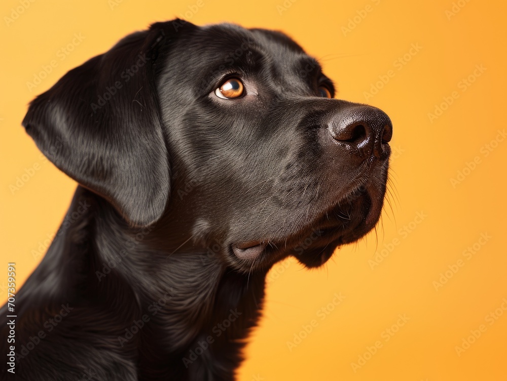 Dog Labrador Retriever on a yellow-orange background Dog Labrador Retriever on a yellow-orange background