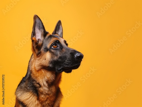 German Shepherd Dog on a yellow-orange background